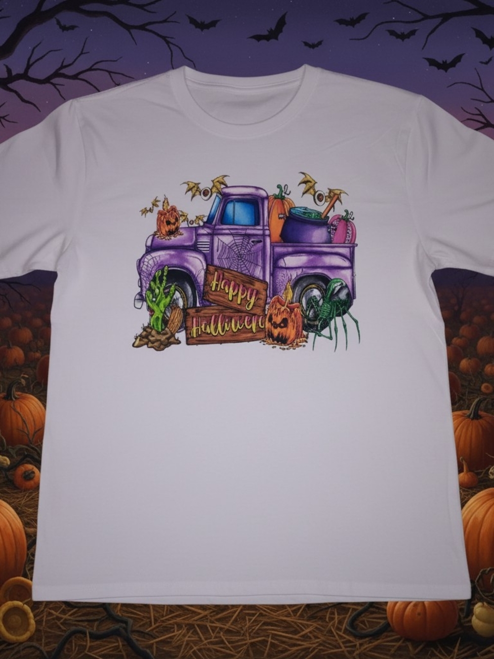 Halloween Purple Truck Graphic Tee 2X